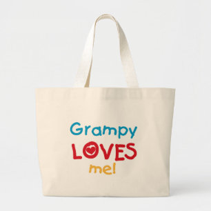 Grand Tote Bag Grampy aime mes t-shirts et cadeaux