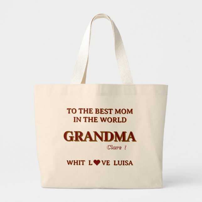 Grand Tote Bag Grandma maman personnalisée Script maman (Devant)