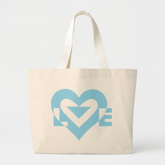 Grand Tote Bag Graphique d'amour cool, Bleu (Devant)