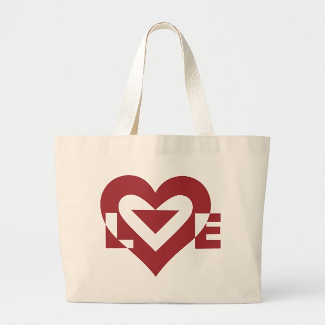 Grand Tote Bag Graphique d'amour cool, Bourgogne (Devant)
