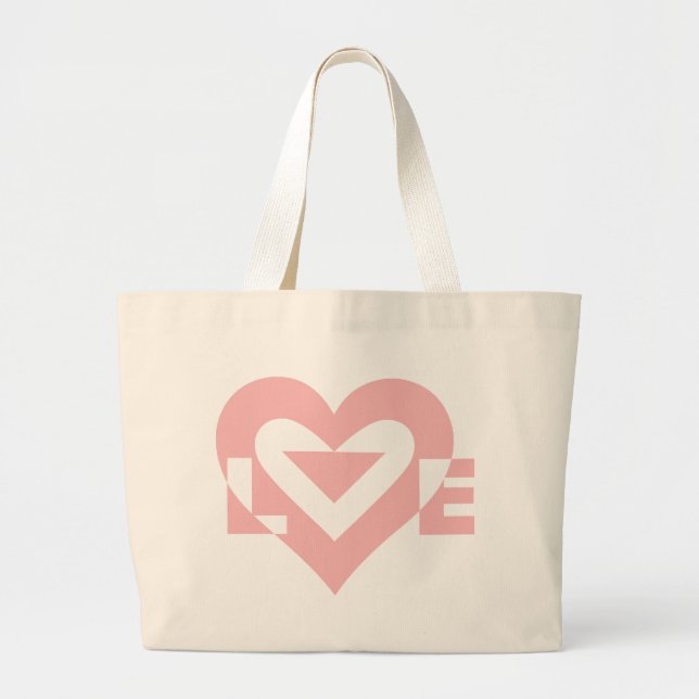 Grand Tote Bag Graphique d'amour cool, rose (Devant)