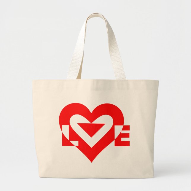 Grand Tote Bag Graphique d'amour cool, Rouge (Devant)