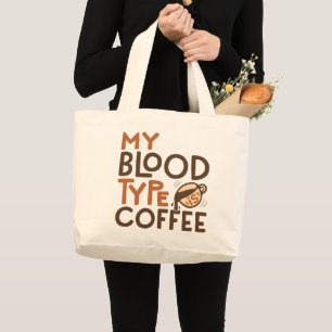 Grand Tote Bag Graphique Type Sanguin Café pour Cadeau d'Amateur
