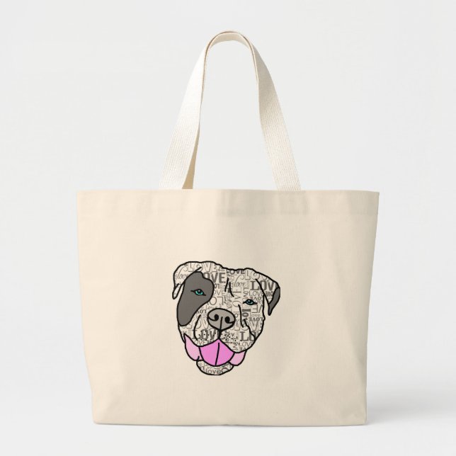 Grand Tote Bag Graphique unique et élégant d'amour de pitbull (Devant)
