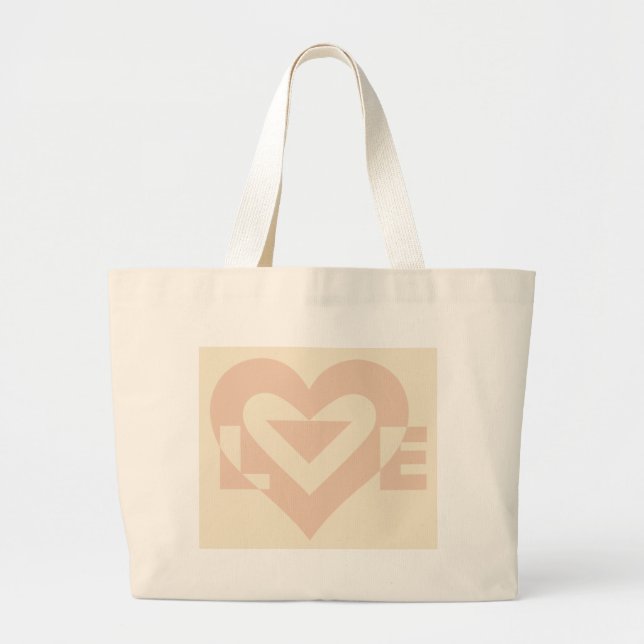 Grand Tote Bag Graphisme mignon, Beige crème (Devant)