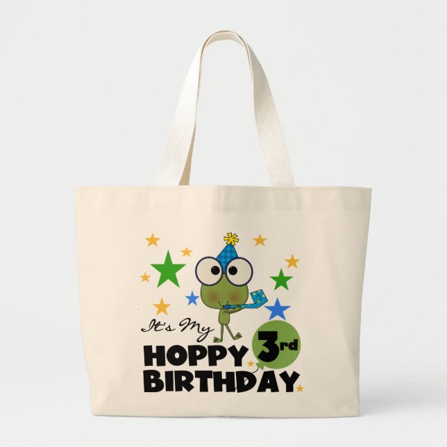 Grand Tote Bag Grenouille-Hoppy 3e Anniversaire Tshirts et cadeau (Devant)