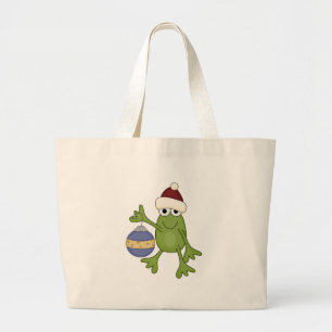 Grand Tote Bag Grenouille père Noël avec tee-shirts et cadeaux