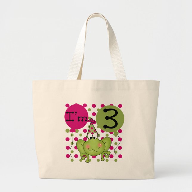 Grand Tote Bag Grenouille rose 3ème anniversaire Tshirts et cadea (Devant)