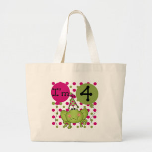 Grand Tote Bag Grenouille rose 4e anniversaire Tshirts et cadeaux