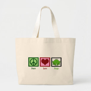 Grand Tote Bag Grenouilles d'amour de paix