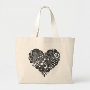 Grand Tote Bag Grey Gears Heart