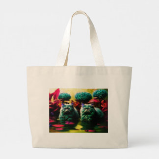 Grand Tote Bag Grocery Bag with Cat Illustration
