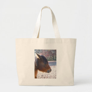 Grand Tote Bag Gros plan sur le cheval Brown, Little Brown Pony