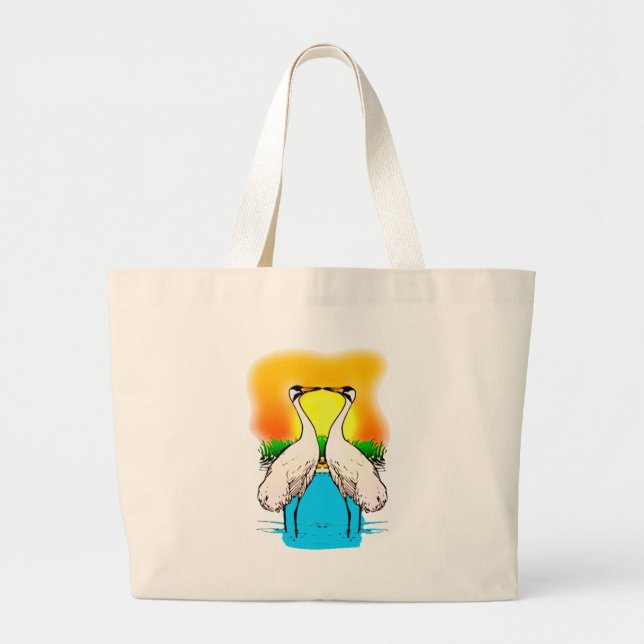 Grand Tote Bag Grosses grues amoureuses (Devant)