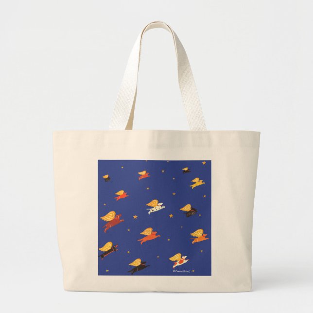 Grand Tote Bag Groupe of flying dogs Stephen Huneck (Devant)