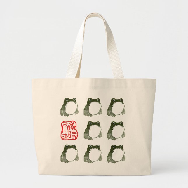 Grand Tote Bag Grumpy Grenouille japonaise crapaud 19ème siècle (Devant)