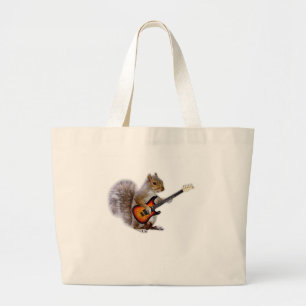 Grand Tote Bag Guitare Lover   Écureuil Jouant de la guitare