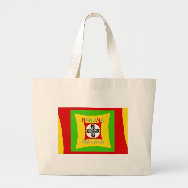 Grand Tote Bag Hakuna Matata Rasta Color Red Golden Green (Devant)