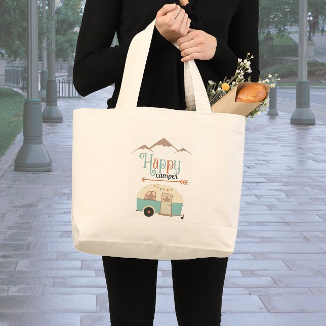 Grand Tote Bag HAPPER CAMPER mignon Retro RV (Créateur téléchargé)