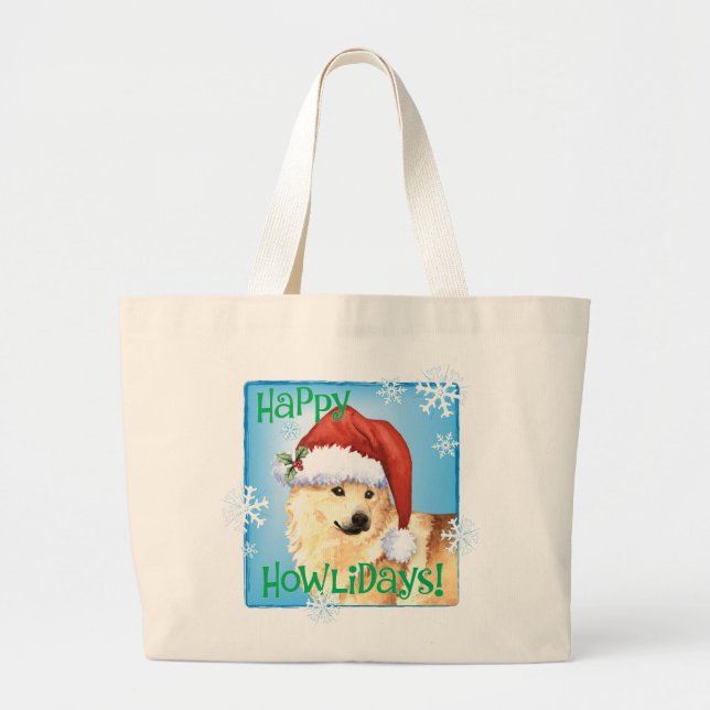 Grand Tote Bag Happy Howliday Norwegian Buhund (Devant)