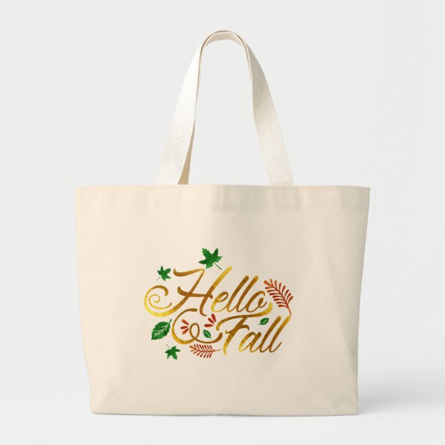 Grand Tote Bag Hello Fall Leaves (Devant)