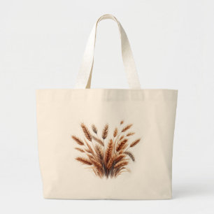 Grand Tote Bag Herbe des Pampas Moderne Boho Floral pour Automne