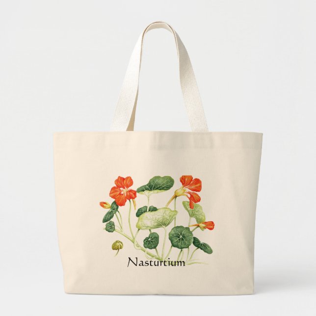 Grand Tote Bag Herbe - Série de jardins - Nasturtium (Devant)
