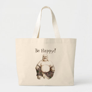 Grand Tote Bag Heureux, riant, bonne chance, bonne chance Bouddha