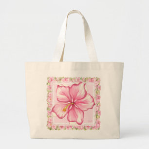 Grand Tote Bag hibiscus & dentelle PINK