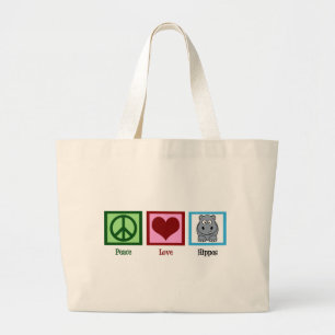 Grand Tote Bag Hippopotames d'amour de paix