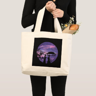 Grand Tote Bag Histoire d'amour asiatique silhouette romantique a