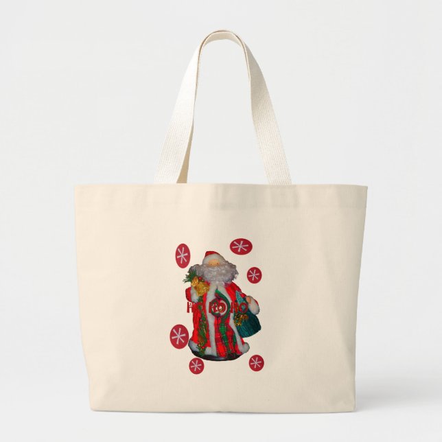 Grand Tote Bag Hohoho Happy Père Noël Joyeux Noël Joyeux Joyeux F (Devant)