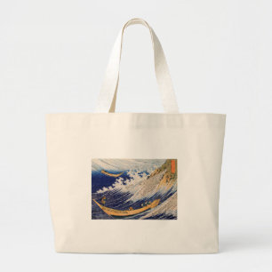 Grand Tote Bag Hokusai Ocean Waves Bateaux de pêche
