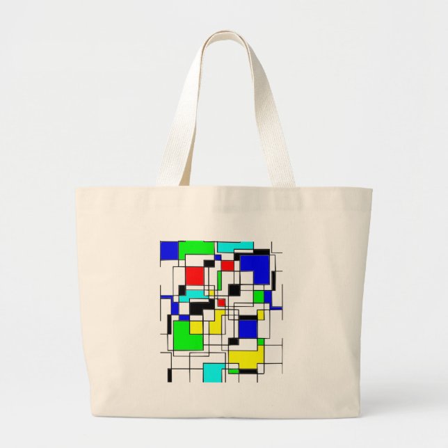 Grand Tote Bag Hommage Random Carré À Mondrian (Devant)