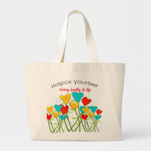 Grand Tote Bag Hospice Volunteer Hearts Design