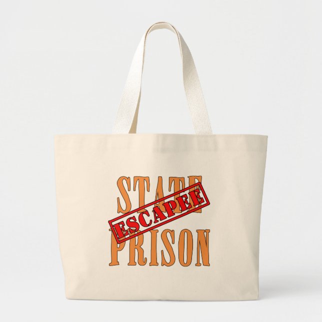 Grand Tote Bag Humour de Halloween d'évadé de prison d'État (Devant)