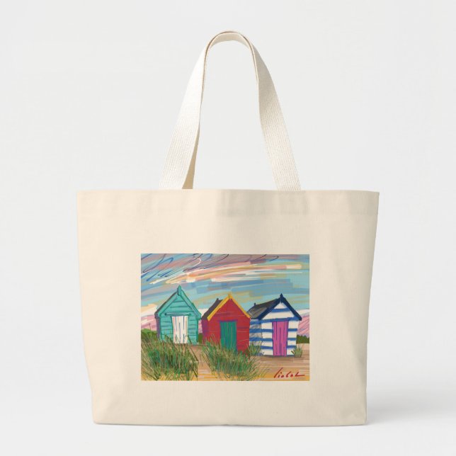 Grand Tote Bag Huttes de plage de Southwold (Devant)