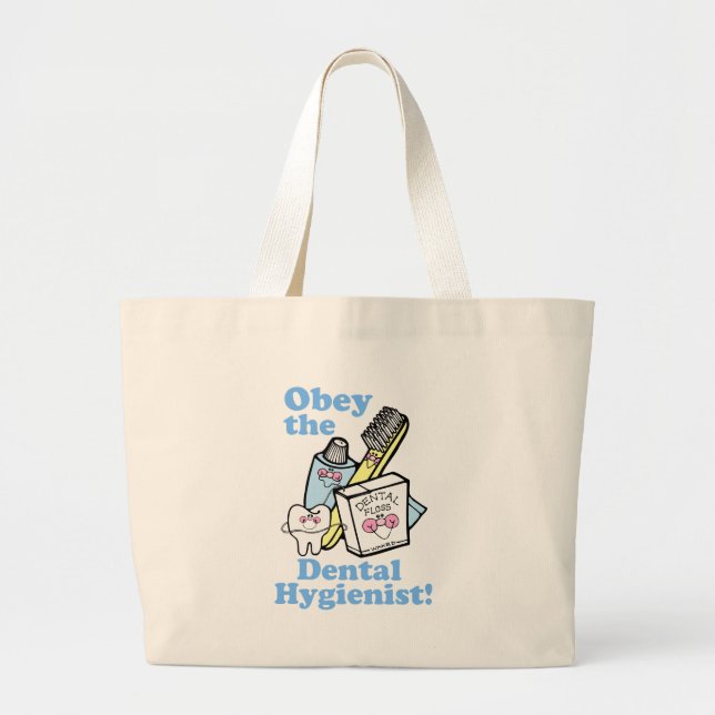Grand Tote Bag Hygiéniste dentaire drôle (Devant)
