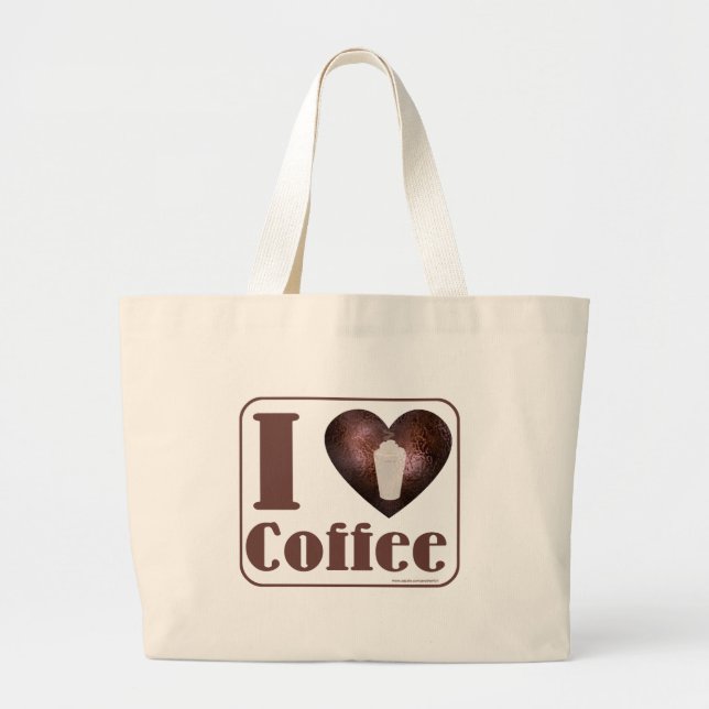 Grand Tote Bag I heart Coffee fourre-tout (Devant)