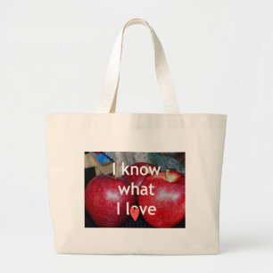 Grand Tote Bag "I Know What I Love" - Design à thème Apple
