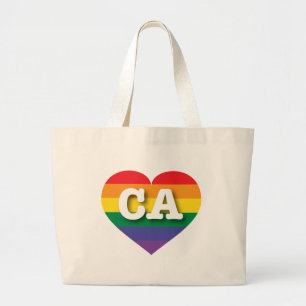 Grand Tote Bag I Love California Rainbow Heart