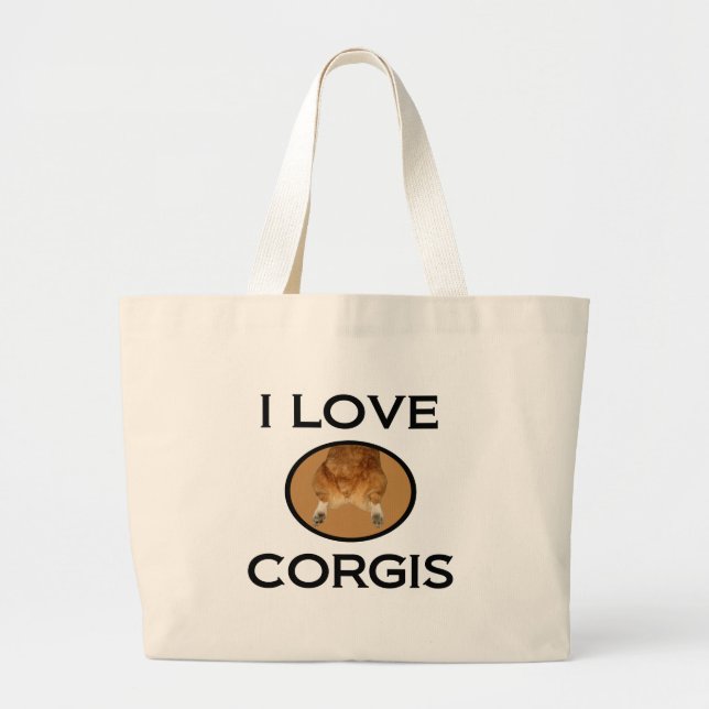 Grand Tote Bag I Love Corgis Corgi Butt (Devant)