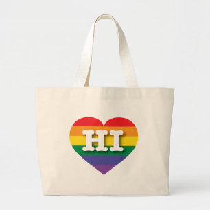 Grand Tote Bag I love Hawaii Gay Pride Rainbow Heart