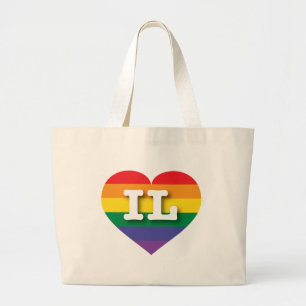 Grand Tote Bag I Love Illinois Rainbow Heart