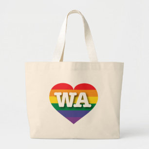 Grand Tote Bag I Love Washington State Rainbow Heart