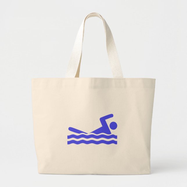 Grand Tote Bag Icône bleue de natation (Devant)