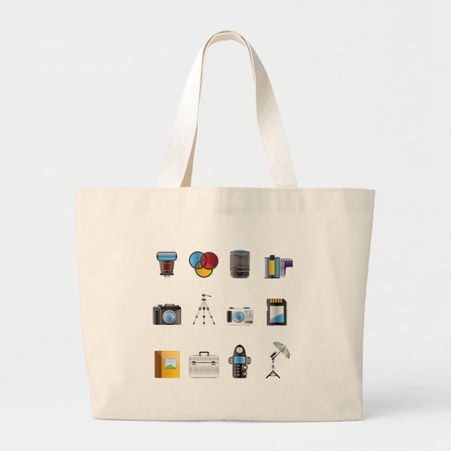Grand Tote Bag Icône de photographie (Devant)