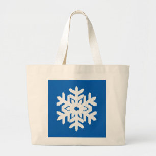 Grand Tote Bag Ikat flocon de neige - Bleu cobalt et blanc