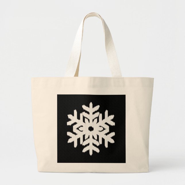 Grand Tote Bag Ikat Snowflake - Noir et blanc (Devant)