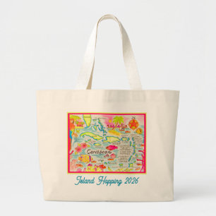 Grand Tote Bag Île caraïbe personnalisée